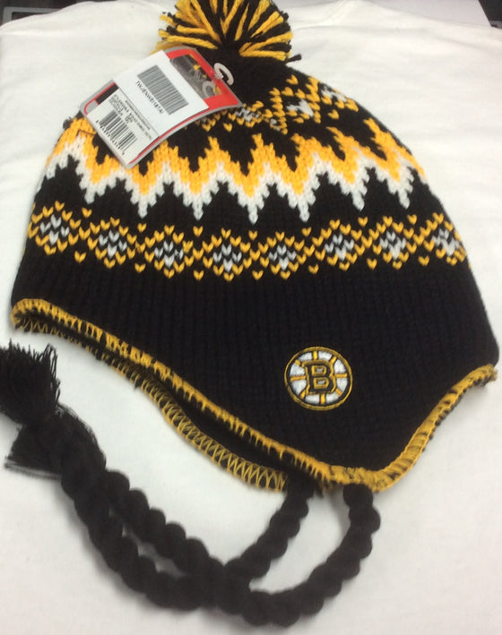 Boston Bruins Vintage CCM Gold Striped Winter Hat - Hockey Jersey